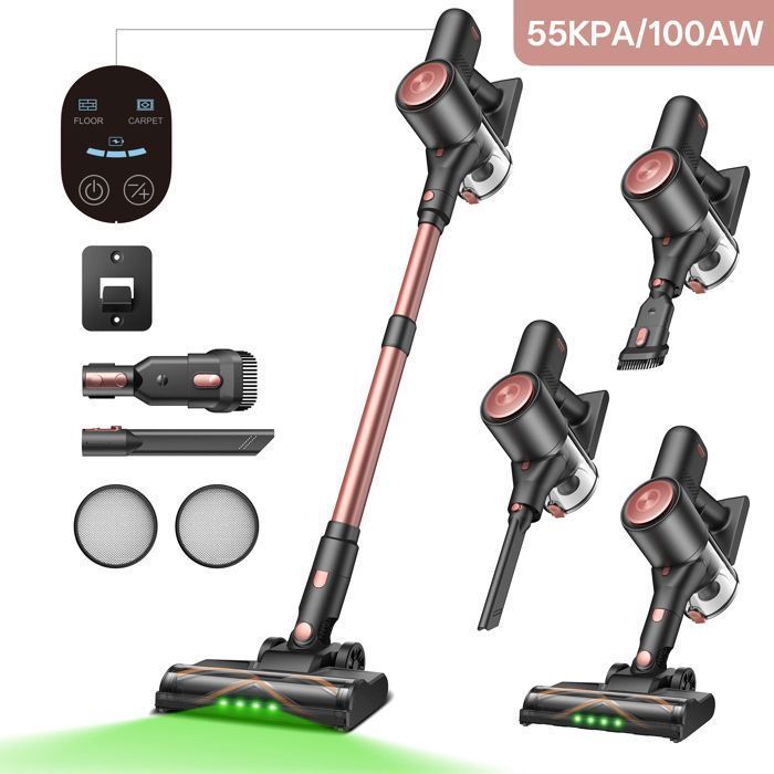 Vactidy Blitz V10 Pro - 100 AW, 55 kPa, 400 W - Aspiradora de mano inalámbrica - Autonomía de 45 min - Pantalla LED - Varilla telescópica