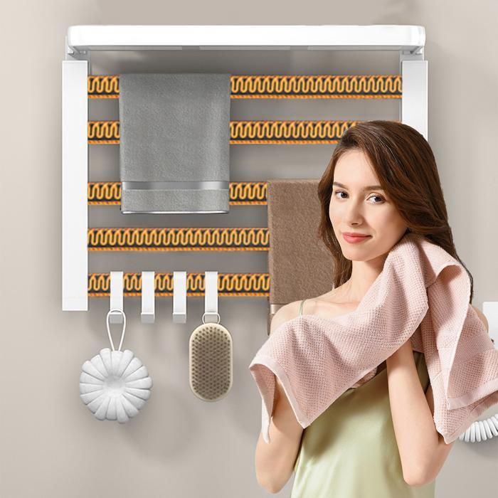 Porte-serviette électrique - 80W Sèche-serviettes électrique - affichage numérique - 5 étages - étanche - minuteur -55*40*22cm-Noir
