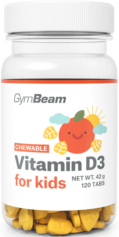 Pastilhas de suplemento alimentar GymBeam Vitamina D3 para crianças