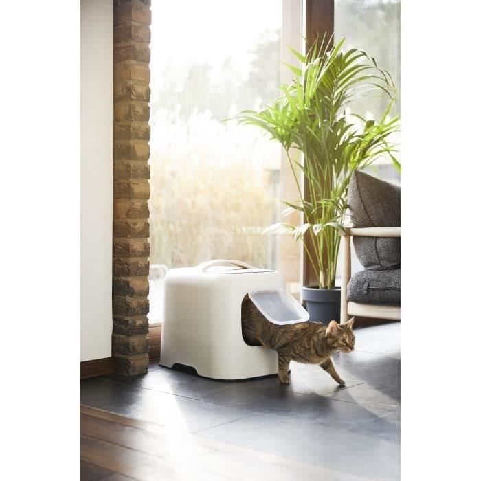 ROTHO - Cat litter box 51 x 39 x 40 cm - Litter tray - Mistletoe White
