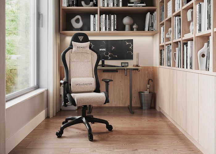 Gaming-Stuhl – SENSE7 – Spellcaster FUKU – Premium-Alcantara – Ergonomisch – Beige-Schwarz