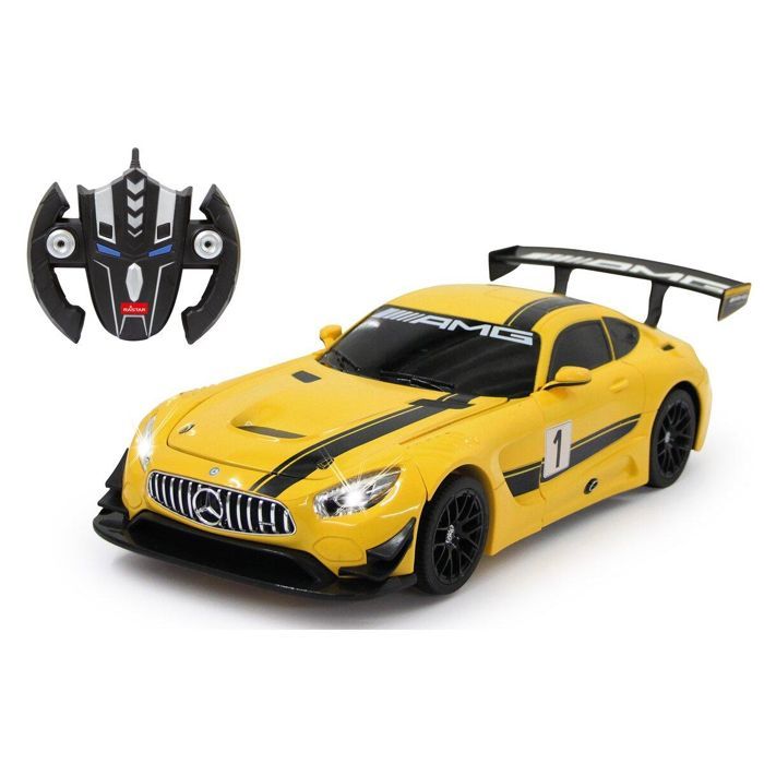 Voiture de course sur circuit - JAMARA - Mercedes AMG GT3 - Moteur électrique - 1:14 - Noir, Jaune
