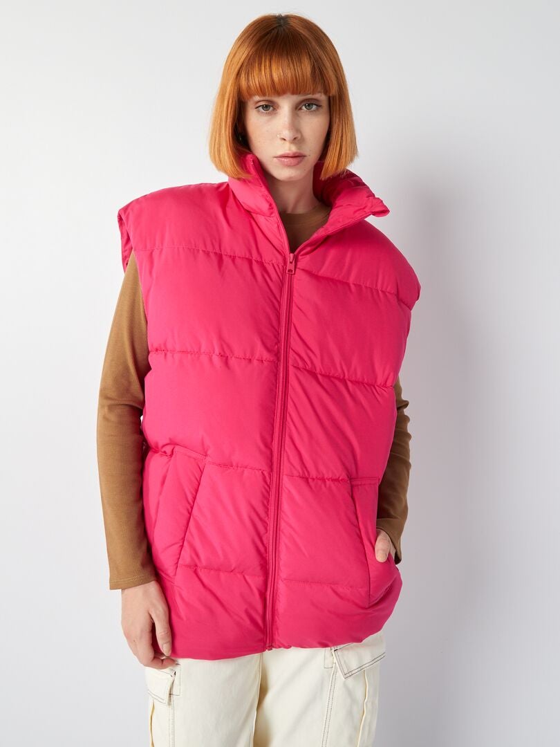 Mouwloze gewatteerde donsjas - ROZE
