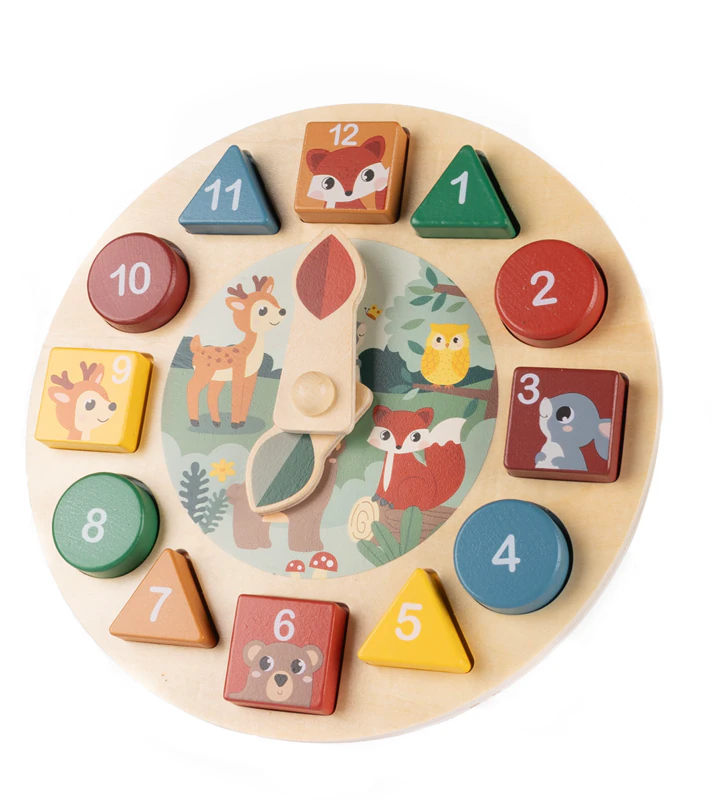 Relógio de madeira Zopa, brinquedo educativo feito de madeira.