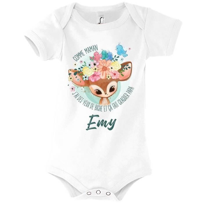 Emy | Body con el nombre de niña | Como los ojos de gacela de mamá | Adorable conjunto para bebés recién nacidos de 3 a 6 meses