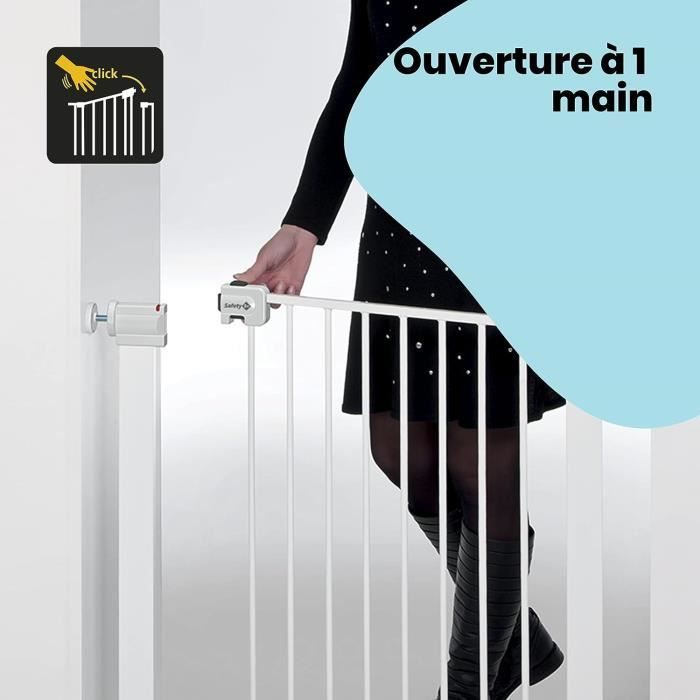 SAFETY 1ST Barrière de sécurité enfant Easy Close - Métal - 73 à 80 cm - pression, sans vis ni perçage - Blanc