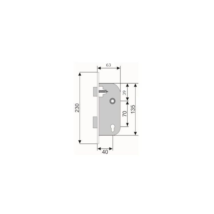 Klose Besser mortise single-point lock with deadbolt, 40mm backset and 7mm square spindle
