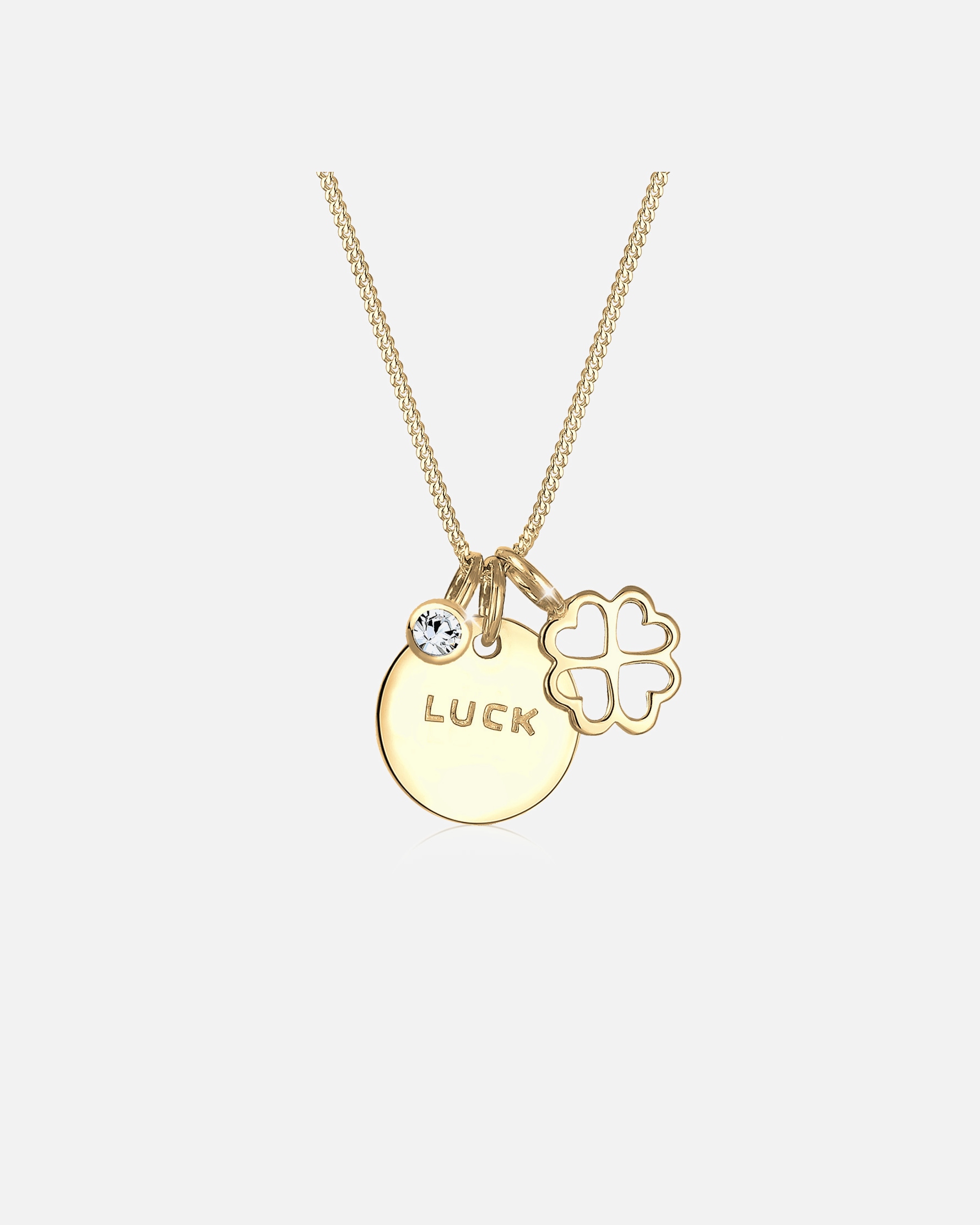 Elli Femmes avec trèfle pendentif chance et cristaux en argent sterling 925 plaqué or