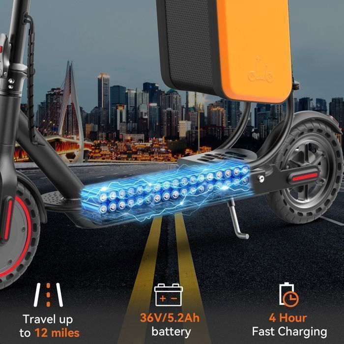 LP60 elektrische scooter met zitje en opbergtas van 11 liter, 350W motor, actieradius van 25 km, topsnelheid 30 km/u, 8,5 inch wielen, zwart
