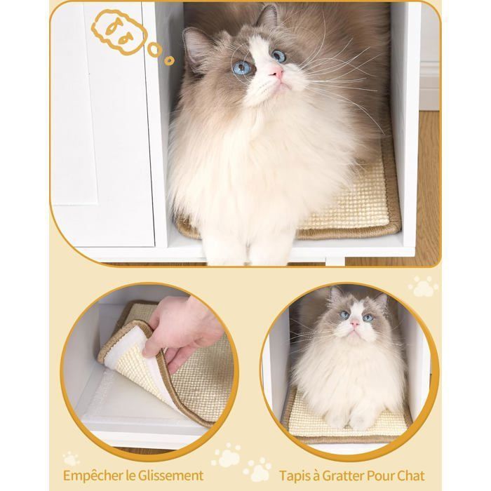 Casita para arenero de gato, mesita auxiliar de madera para mascotas, apta para la mayoría de gatos y areneros, color blanco.
