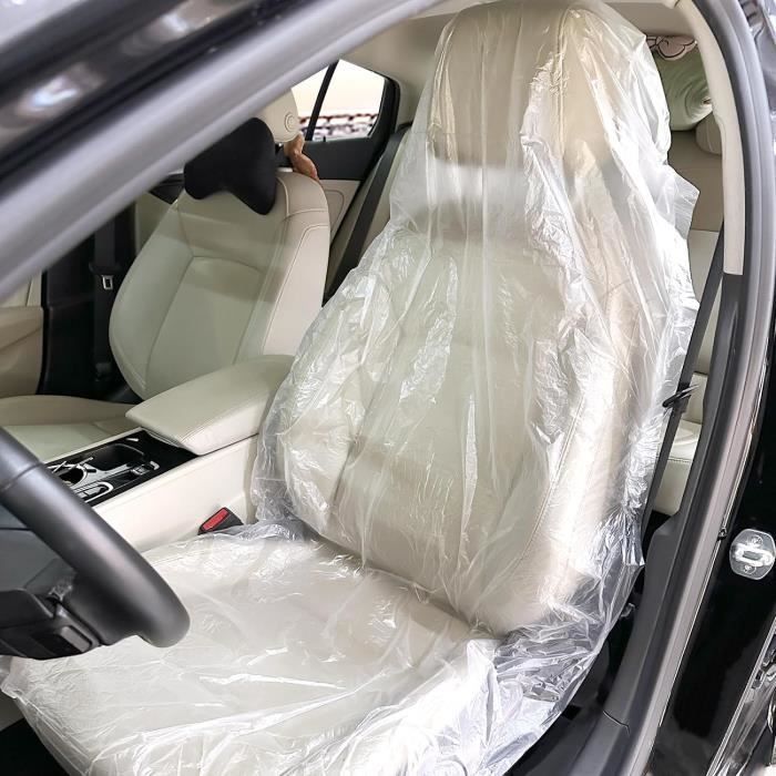 Fundas desechables de plástico para asientos de coche - Paquete de 100 - Resistentes a la suciedad y al polvo