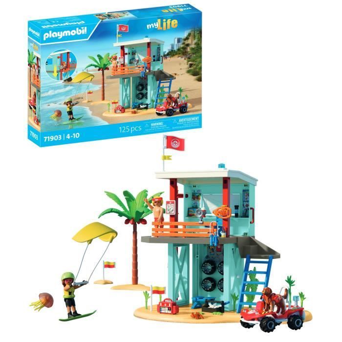 Playmobil 71903 First Aid Station & Beach Cart, My Life Beach Vacation, 125 pieces, Ages 4+