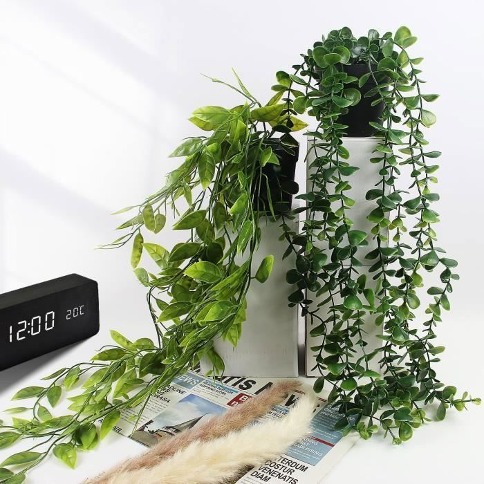 Juego de 3 plantas artificiales colgantes con maceta, hiedra artificial, planta falsa para celebraciones, cocina, jardín, oficina.