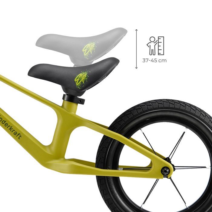 Balance bike - KINDERKRAFT - ETER - Adjustable saddle 37-45 cm - Lightweight 3.1 kg - Yellow