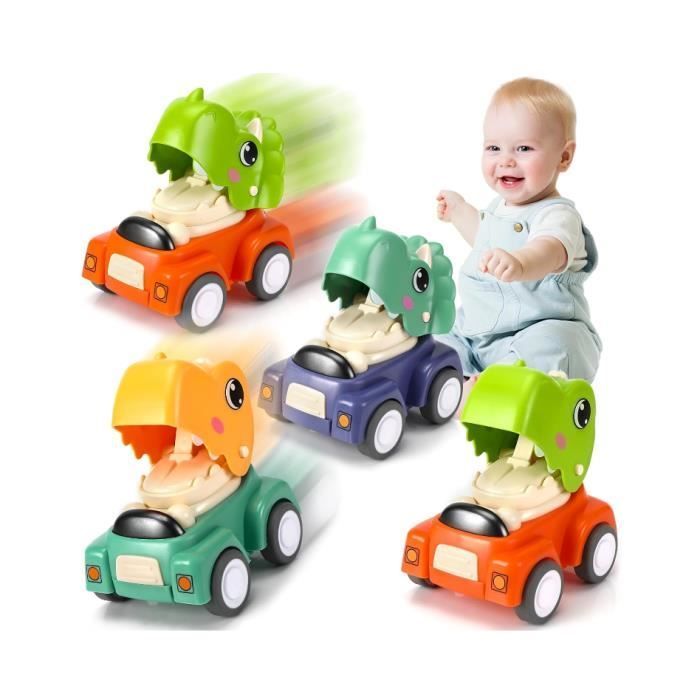 Coche de juguete - No tóxico - Dinosaurio - Para niños de 1 a 3 años - Presiona y listo - Duradero y educativo