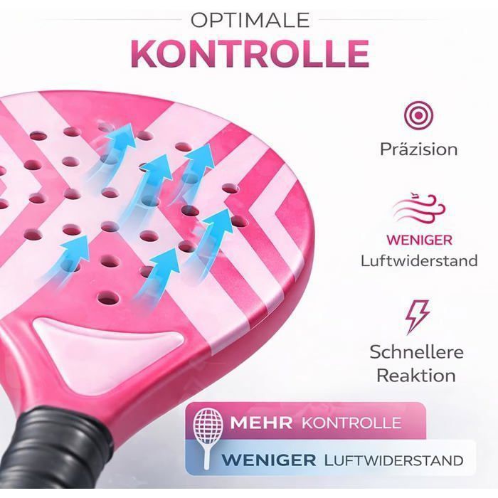Padel rackets voor volwassenen – padeltennis racketset voor beginners en gevorderde spelers, professioneel racket (roze)