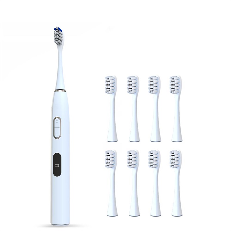 Brosse à dents électrique sans fil, rechargeable, avec écran LCD blanc, 6 modes et 336 options de brossage, pour adultes. 10 têtes incluses.
