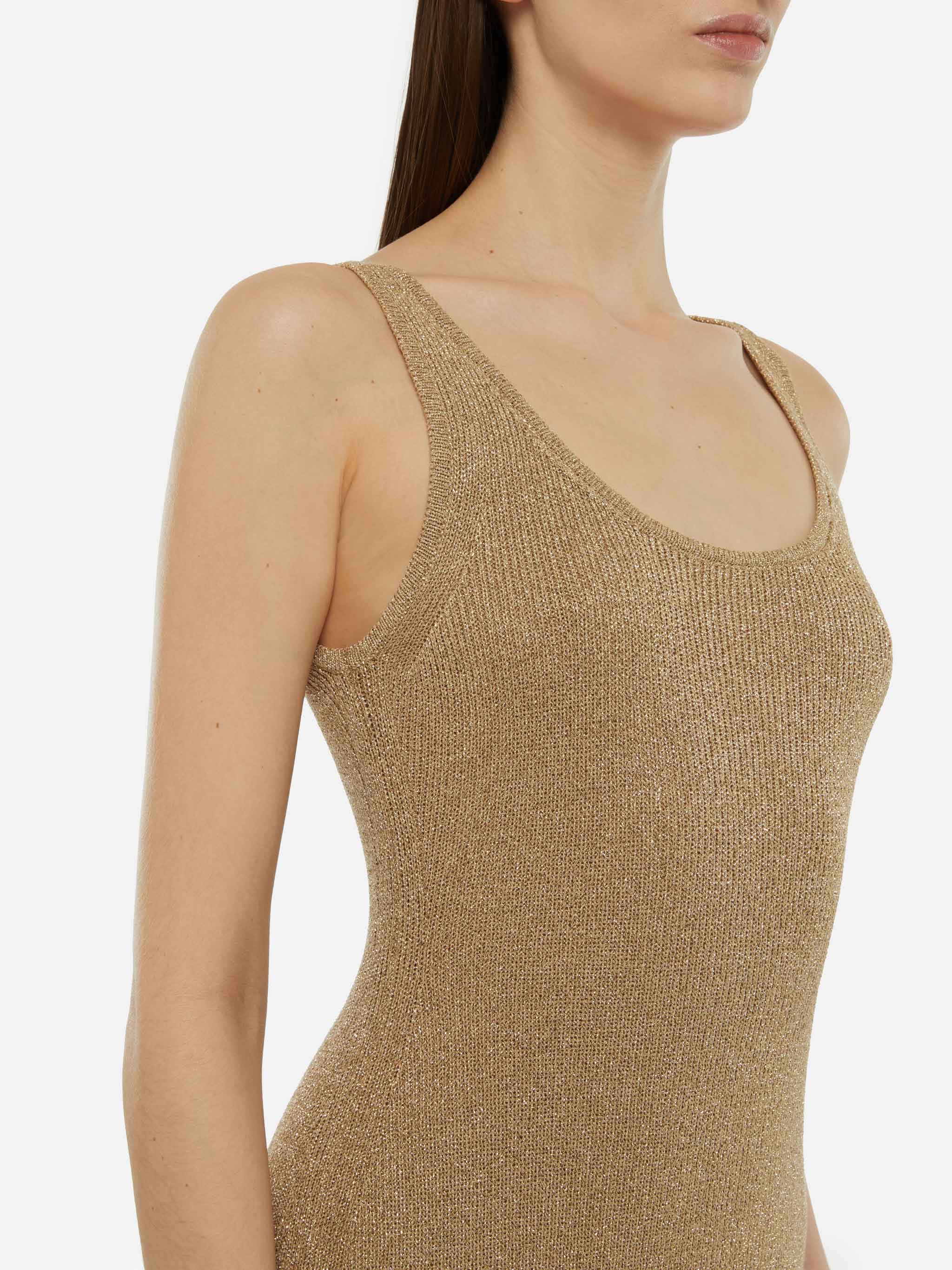 Robe longue Ronan en lurex doré
