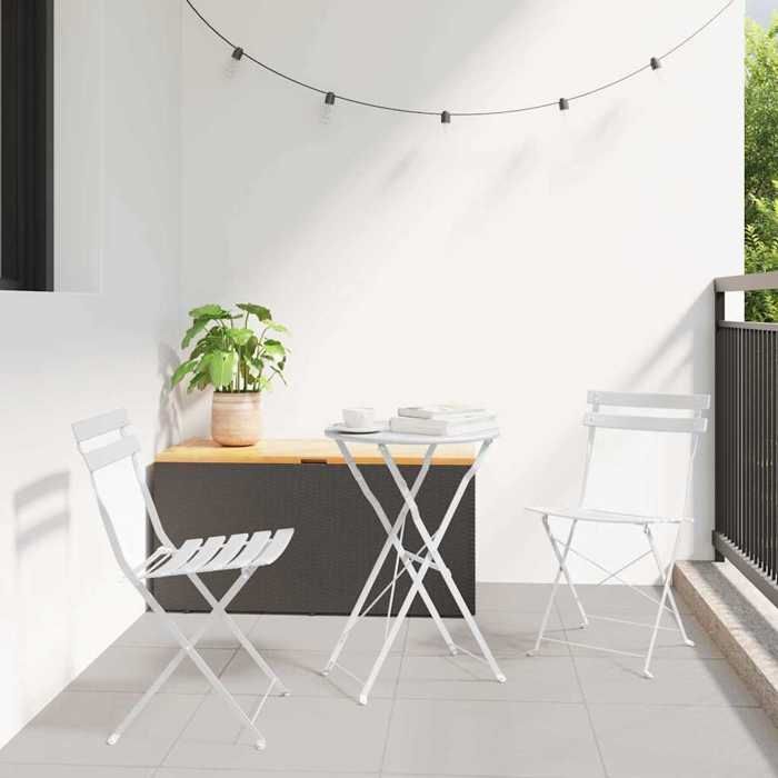 Ensemble bistro pliant - vidaXL - Blanc - Acier - Table pliante - 2 Chaises pliables - Résistant aux intempéries