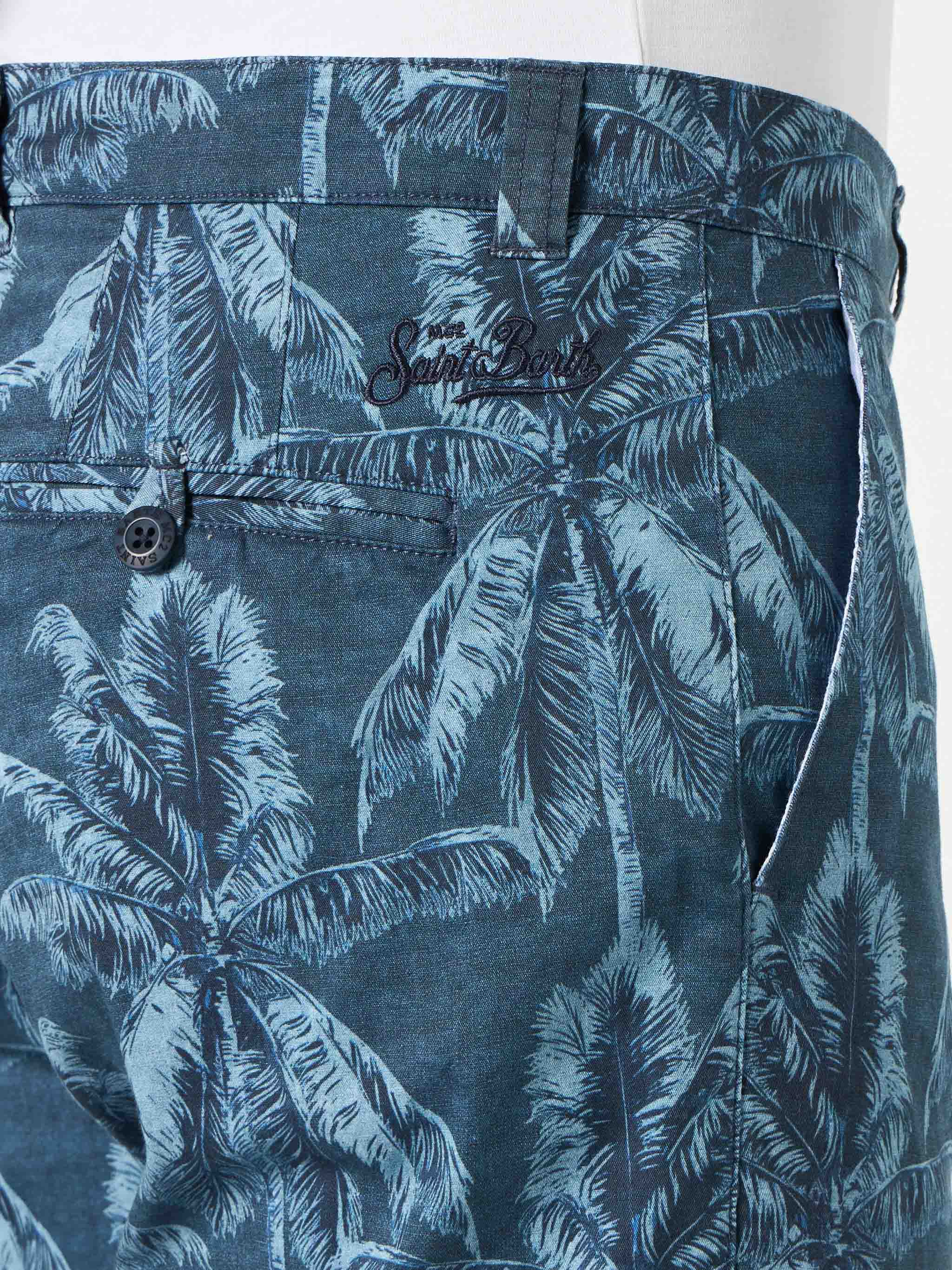 Herenbermudashorts van katoen met palmboomprint