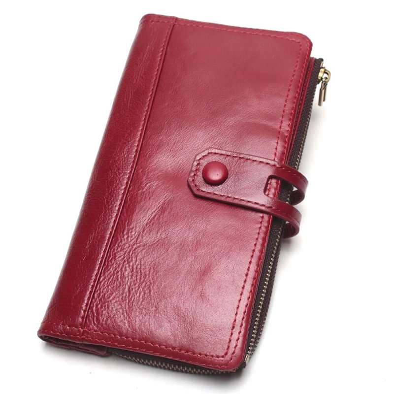 Portefeuille femme en cuir véritable de vachette, porte-monnaie, pochette, porte-cartes, long, pour filles