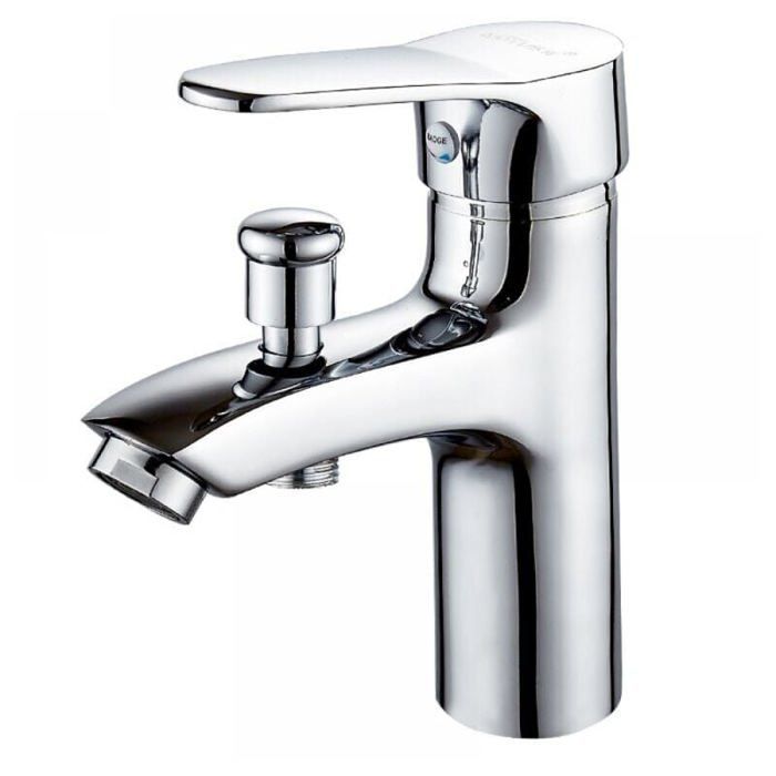 Badewannenarmatur, Einloch-Doppelarmatur für Warm- und Kaltwasser, Duschmischer aus Aluminiumlegierung, Badezimmer-Duscharmatur, Etikett