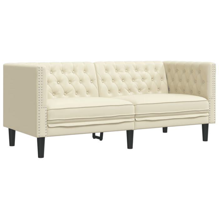 Set divano Chesterfield a 3 pezzi in similpelle color crema vidaXL, divano, seduta, divano relax, divano comfort, 3209268