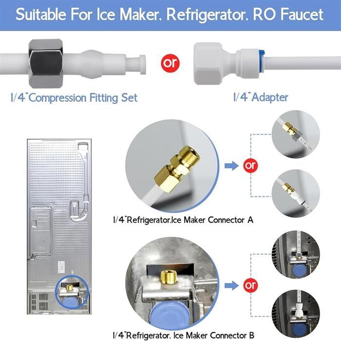 Kit de tubería de agua para refrigerador de 9,9 metros (32,8 pies), kit de tubería de agua de 6 mm (1/4 de pulgada) de diámetro exterior para sistema de filtro de agua