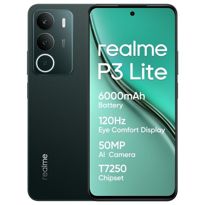 Realme P3 Lite Smartphone 8+256 GB, fotocamera AI da 50 MP, processore Octa-Core, display Eye Comfort a 120Hz, verde