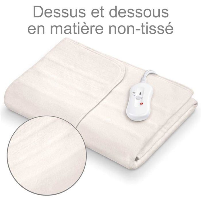 Cubrecolchón eléctrico con calefacción - CELLUSTOP - 150 x 80 cm - 60 W - 3 niveles de calor - Mando a distancia extraíble