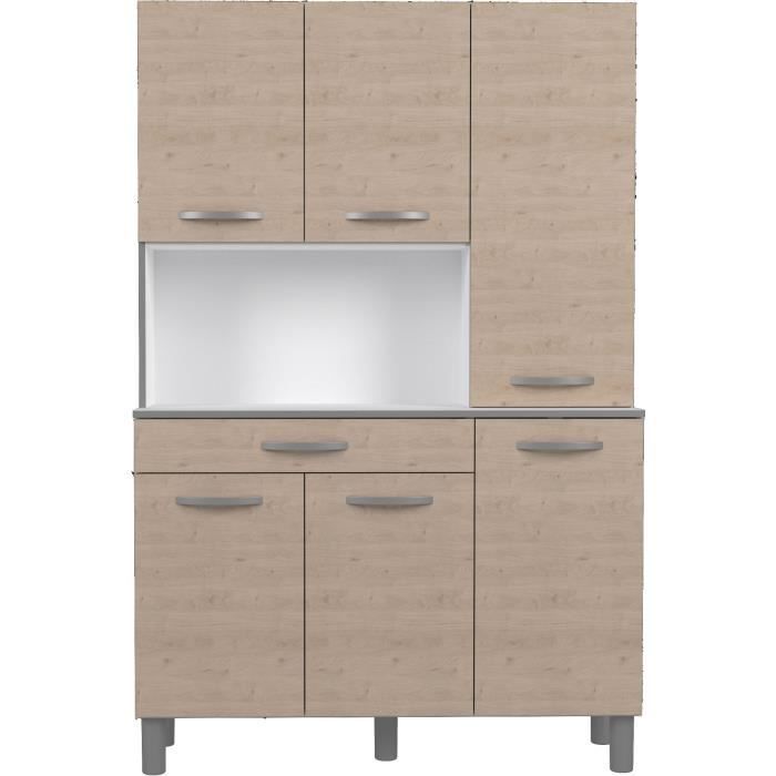 OSLO Buffet de 120 cm - 1 Tiroir et 6 Portes - L 120 x P 40 x H 185 cm - Coloris Chêne