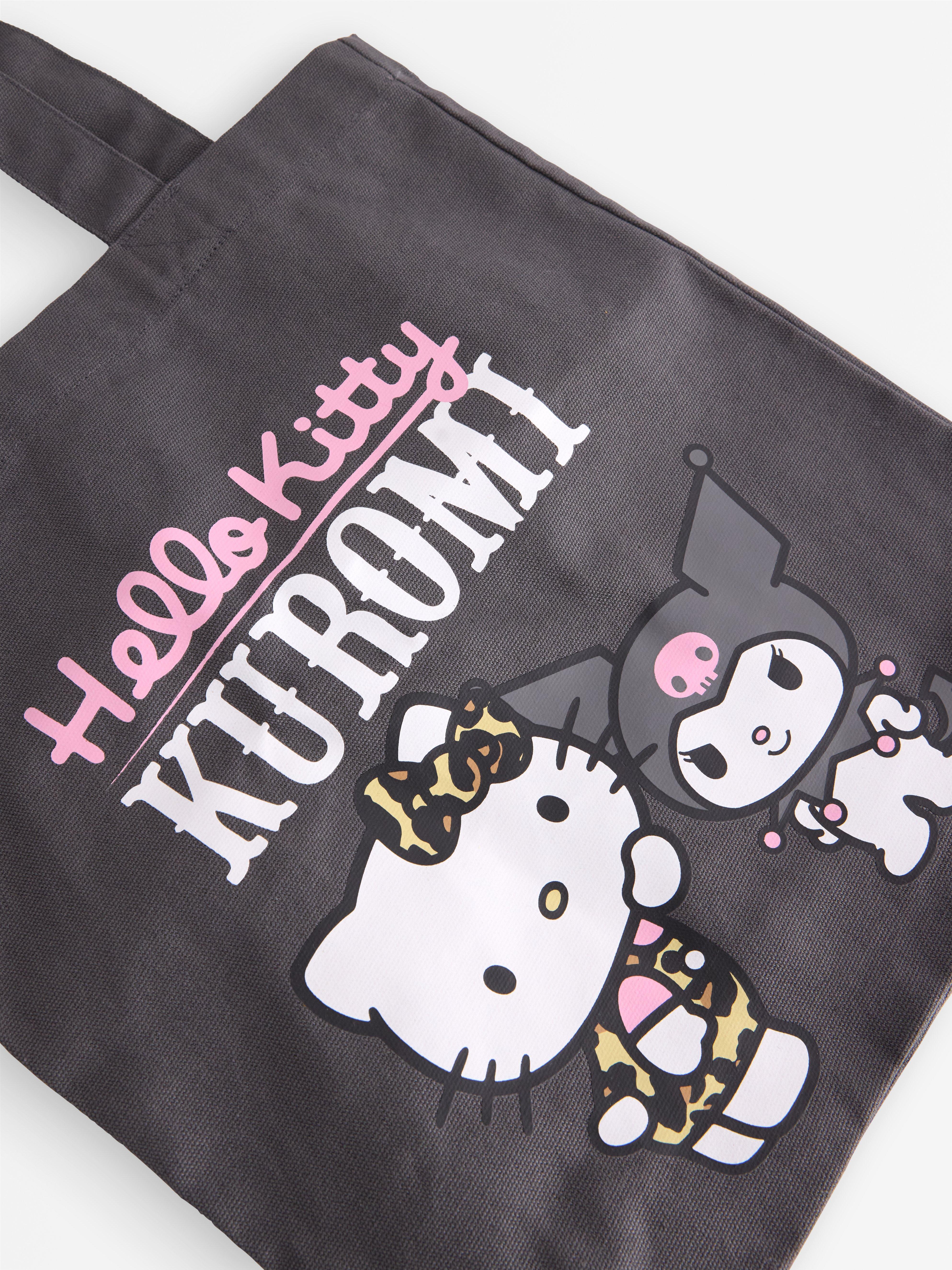 Nákupní taška Hello Kitty a její přátelé z plátna v tmavě šedé barvě