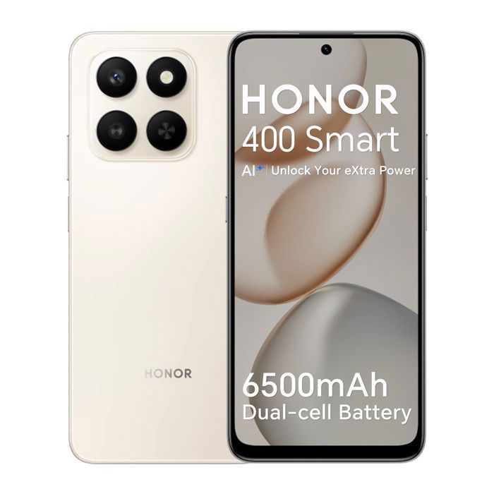 Smartphone 4G - HONOR 400 Smart - 6 GB de RAM - 128 GB - Dorado - Batería de 6500 mAh - Cámara con IA de 108 MP - Versión UE