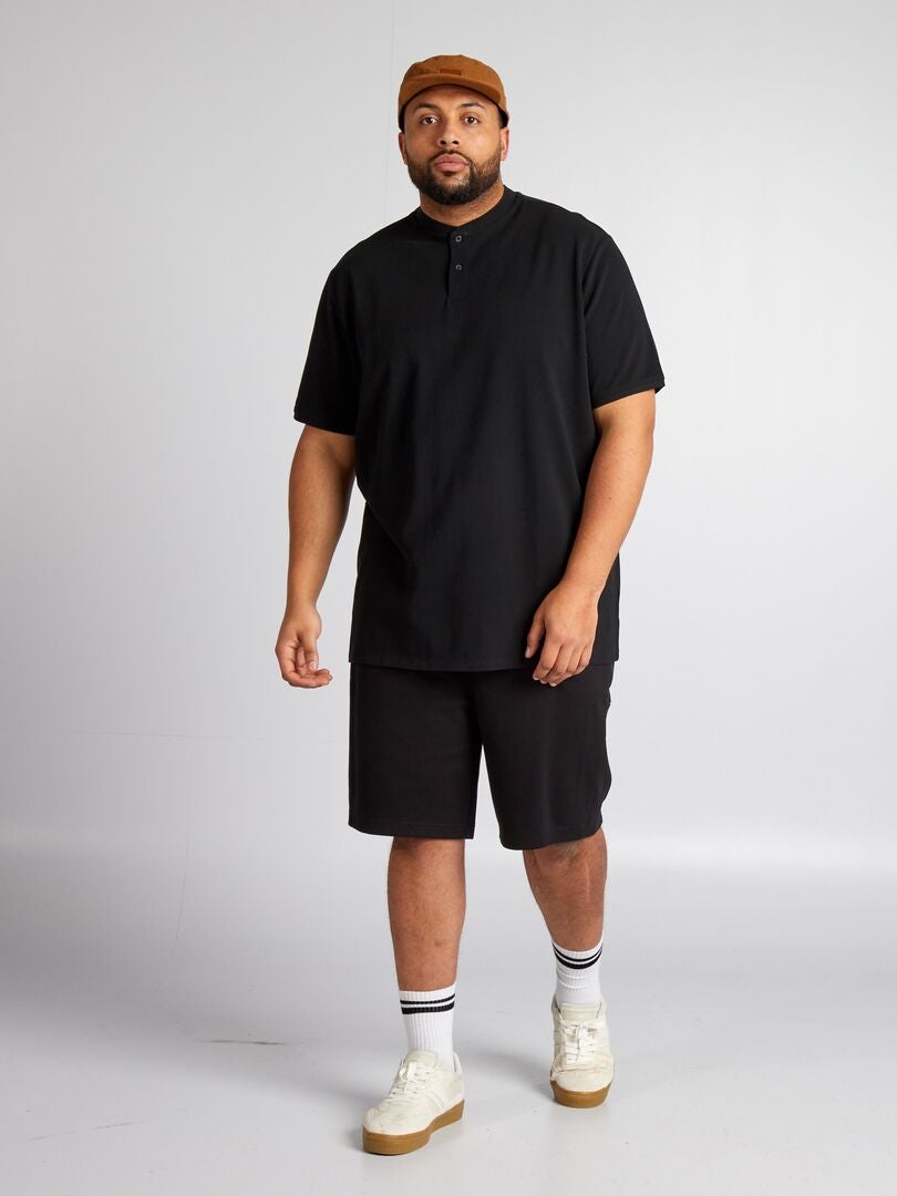 Bermudashorts in joggerstijl van piquéstof - zwart