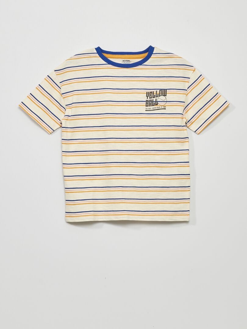 Camiseta listrada de manga curta - BRANCA