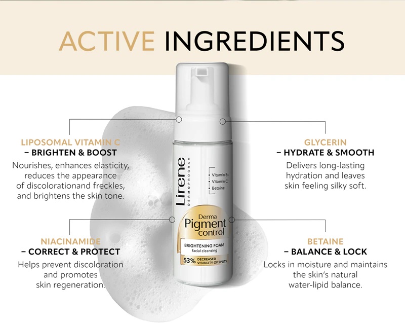 Lirene Derma Pigment Control Brightening Foam attīrošas putas ar izteiktu pigmentāciju ādai