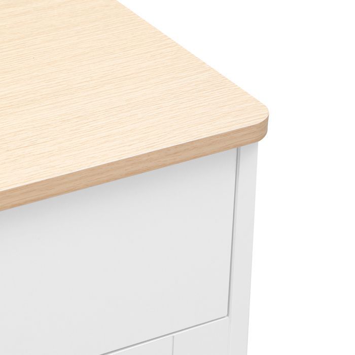 Buffet Salon Elégant, Meuble d'entrée 4 Portes 2 Tiroirs, Armoire de Cuisine, Portes en verre,120x37x80cm, Bois et Blanc