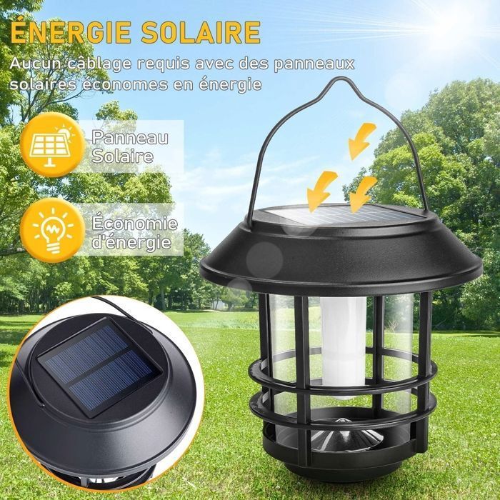 Linterna solar LED para exteriores KENLUMO, 1 unidad, con efectos de llama realistas, resistente al agua IP65.