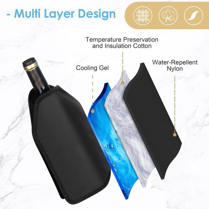 Rapid Wine Bottle Cooler, Insulated Cooling Bag, Ideal for Keeping Wine Fresh and at the Right Temperature