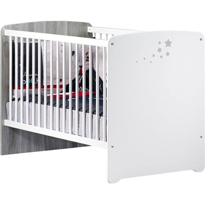 Conjunto de habitación para bebé Nao: cuna de 120x60 cm y cambiador - Babyprice - Blanco