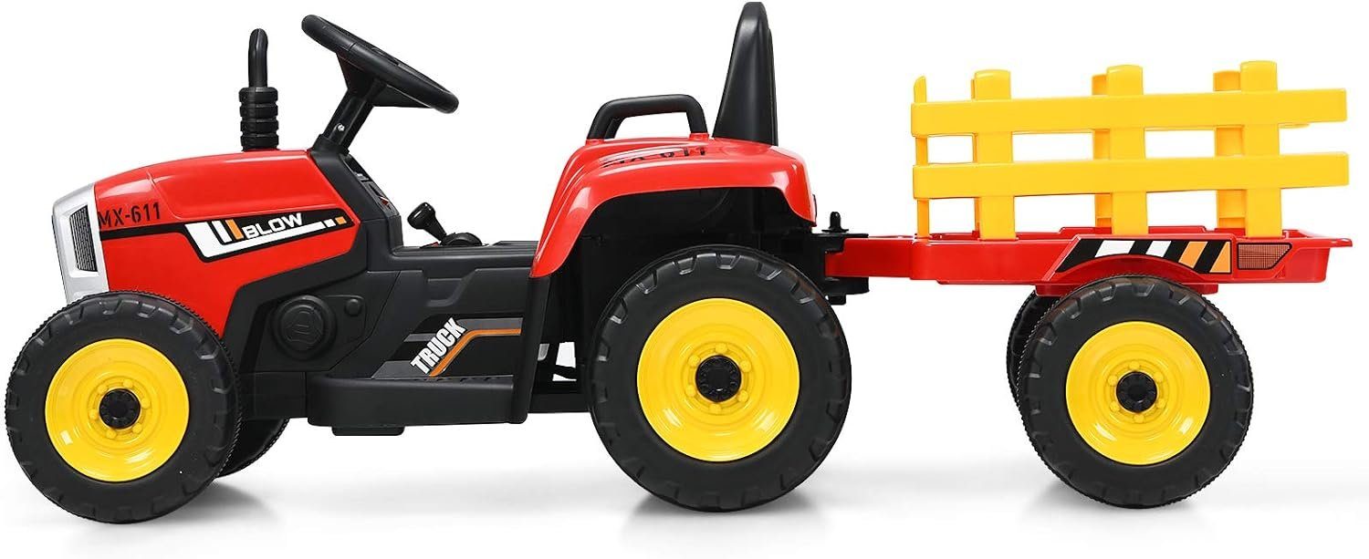 KOMFOTTEU elektrisk barnebiltraktor, 30 kg lastekapasitet, fra 3 år