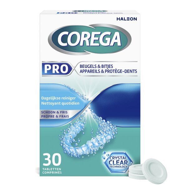 Corega Pro tablete za svakodnevno čišćenje proteza i štitnika za zube<br>30 komada