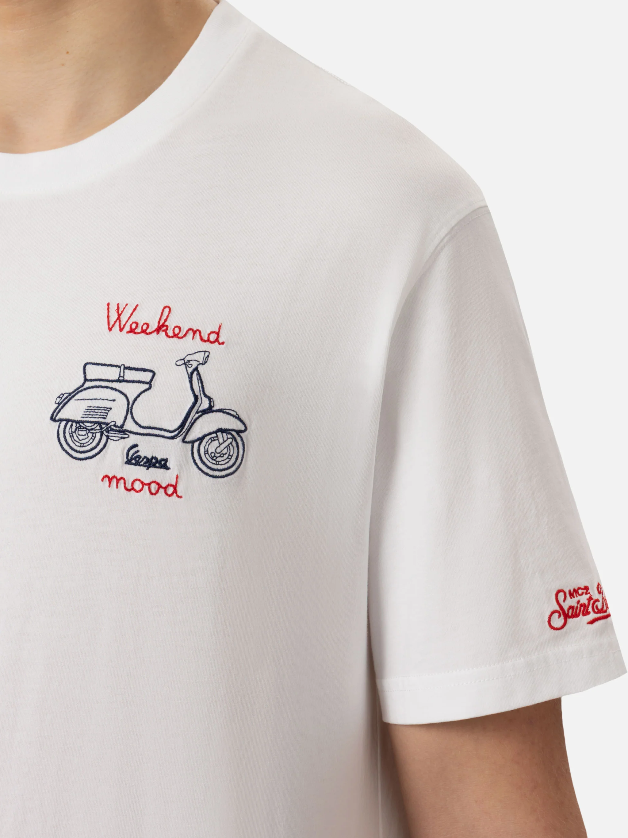 T-shirt Man in cotone con ricamo Vespa Week End Mood | VESPA SPECIAL E