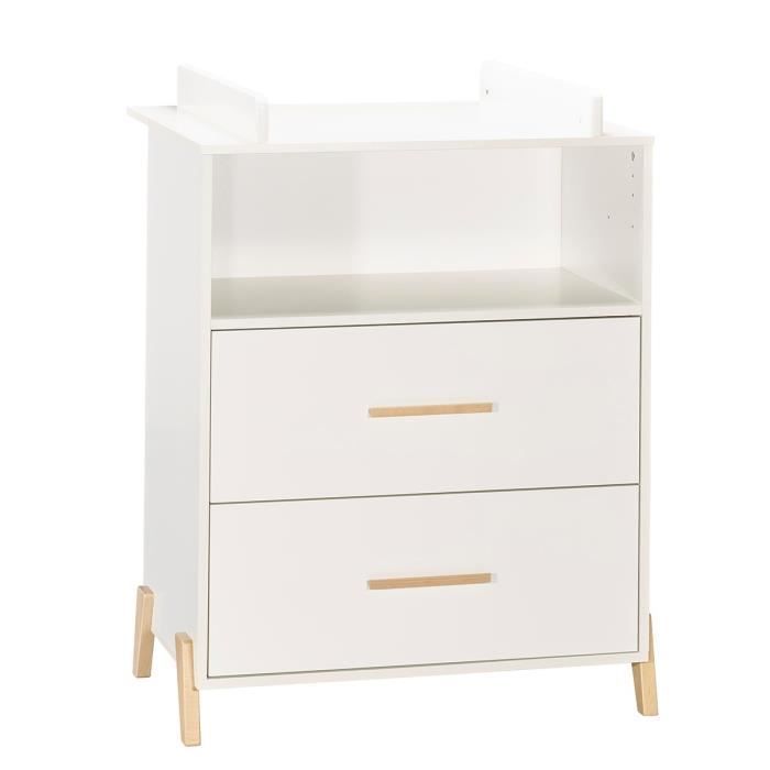 BABYPRICE JOY NATUREL Lit bébé 60*120cm + commode 2 portes et 1 niche