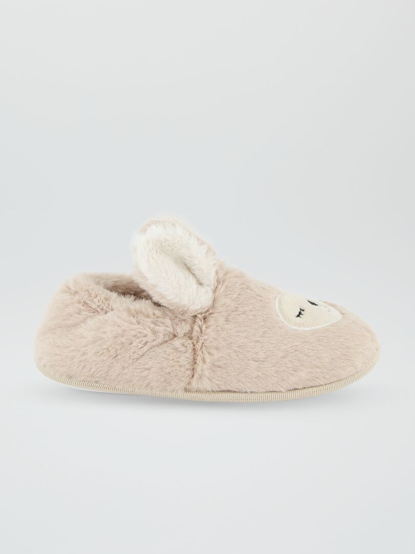 Zachte 'Konijnen'-pantoffels - BEIGE
