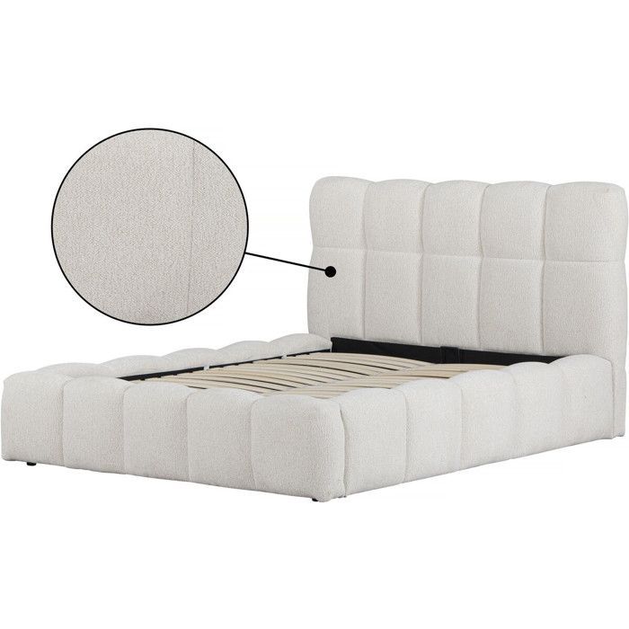 Cama doble de tela con espacio de almacenamiento 