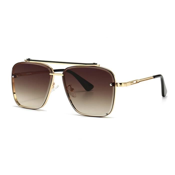 Gafas de sol SHARPHY para mujer, montura grande, estilo moderno, color marrón, metal, ideales para conducir, practicar deportes y viajar. Protección UV.