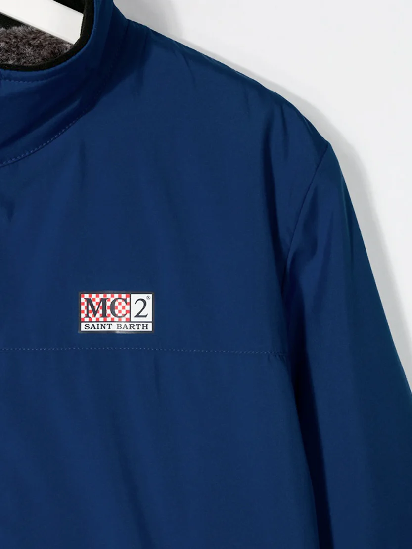Blouson aviateur bleu pour enfants avec doublure en fourrure