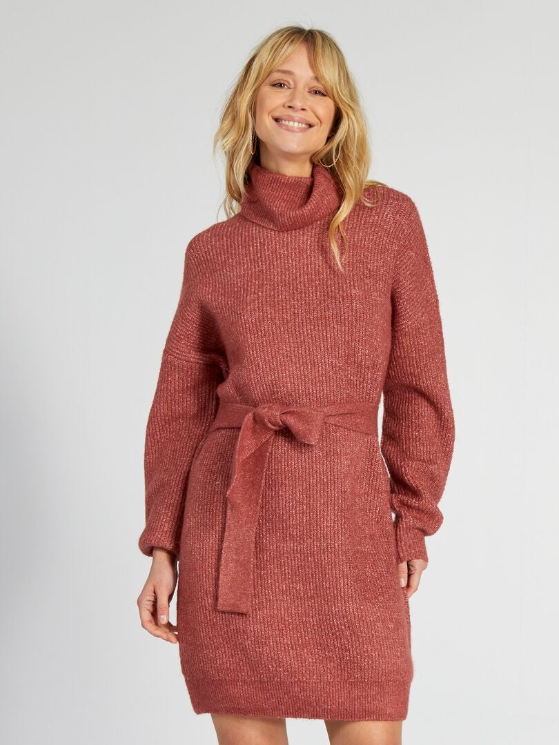Maxi trui met riem - ROOD
