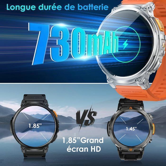 Montre Connectée Homme Avec Appels Bluetooth Et Écran Hd 1.85